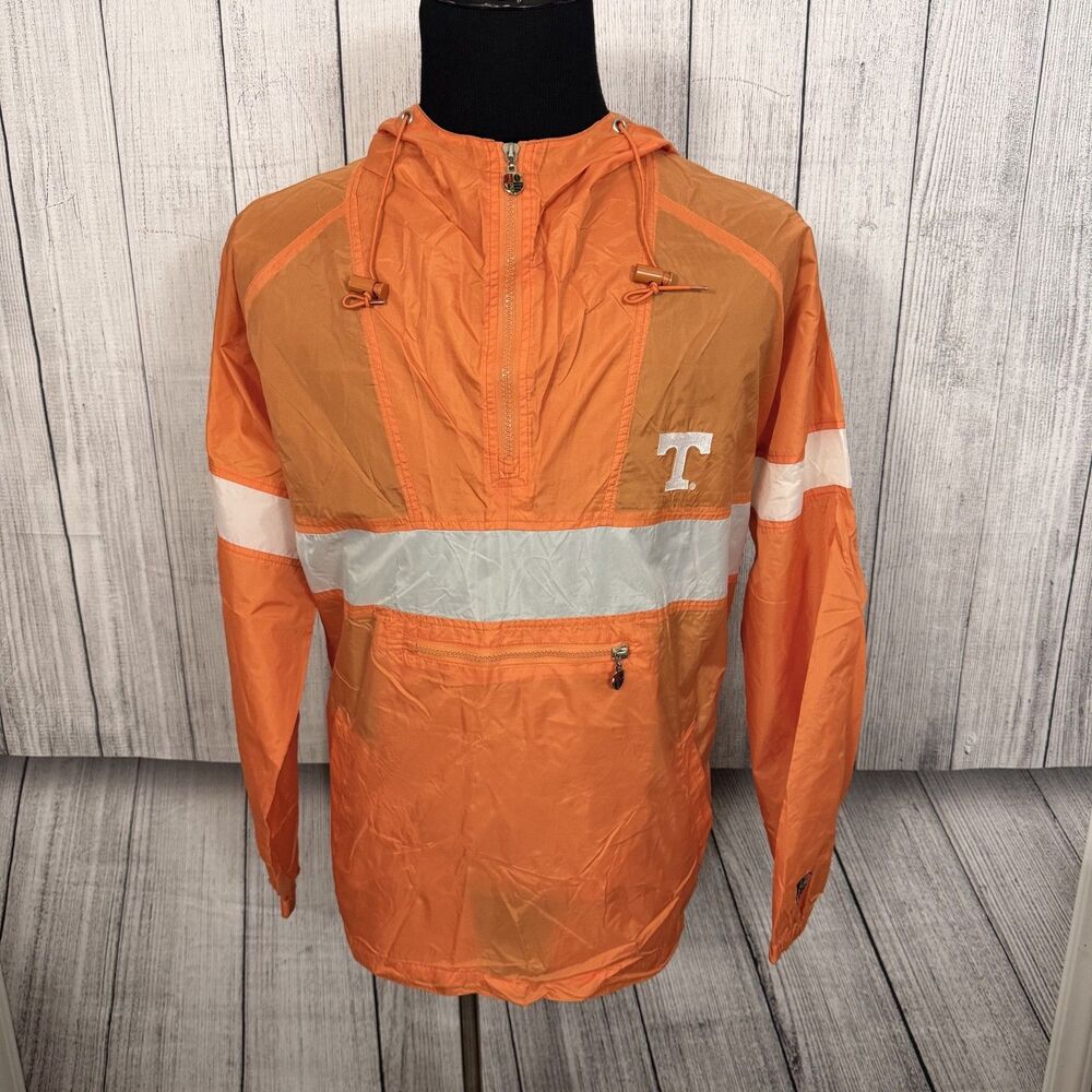 Joe College Men's Large Orange Tennessee Vols Half Zip Hooded Rain Jacket